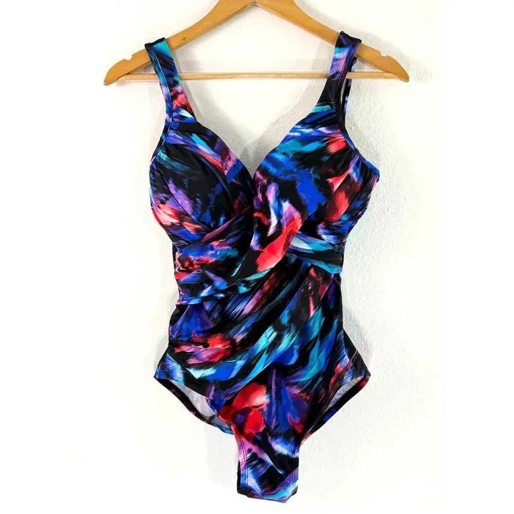 Miraclesuit Fuego Flora Revele Printed Underwire One-Piece Swimsuit US 12 NWOT